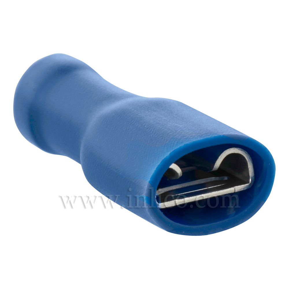 FEMALE TERMINALS 2.5-6.3 INSULATED BLUE. UL APPROVED FILE NUMBER E492974