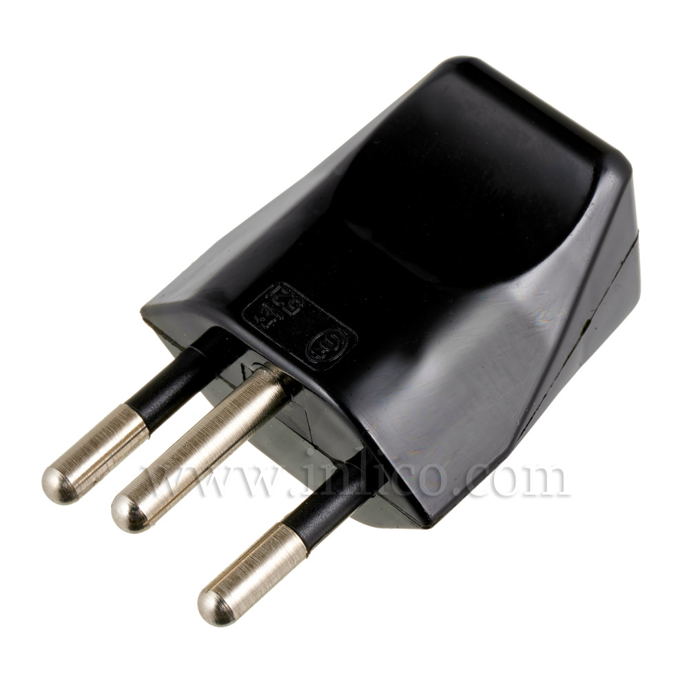 10AMP 3 PIN EARTHED SWISS PLUG BLACK TO STANDARDS SEC1011:1998 AND IEC60884-1:2002