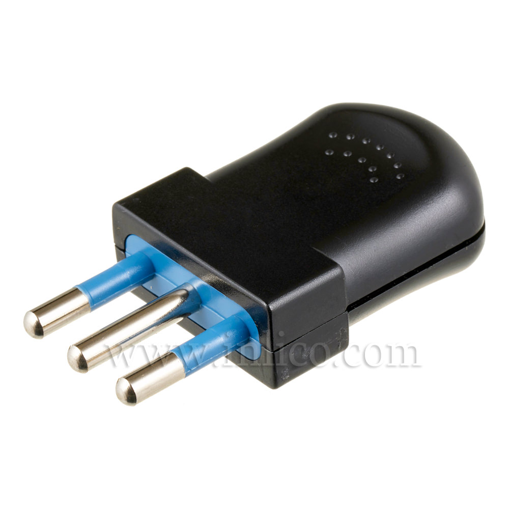 10 AMP 3 PIN EARTHED ITALY PLUG BLACK