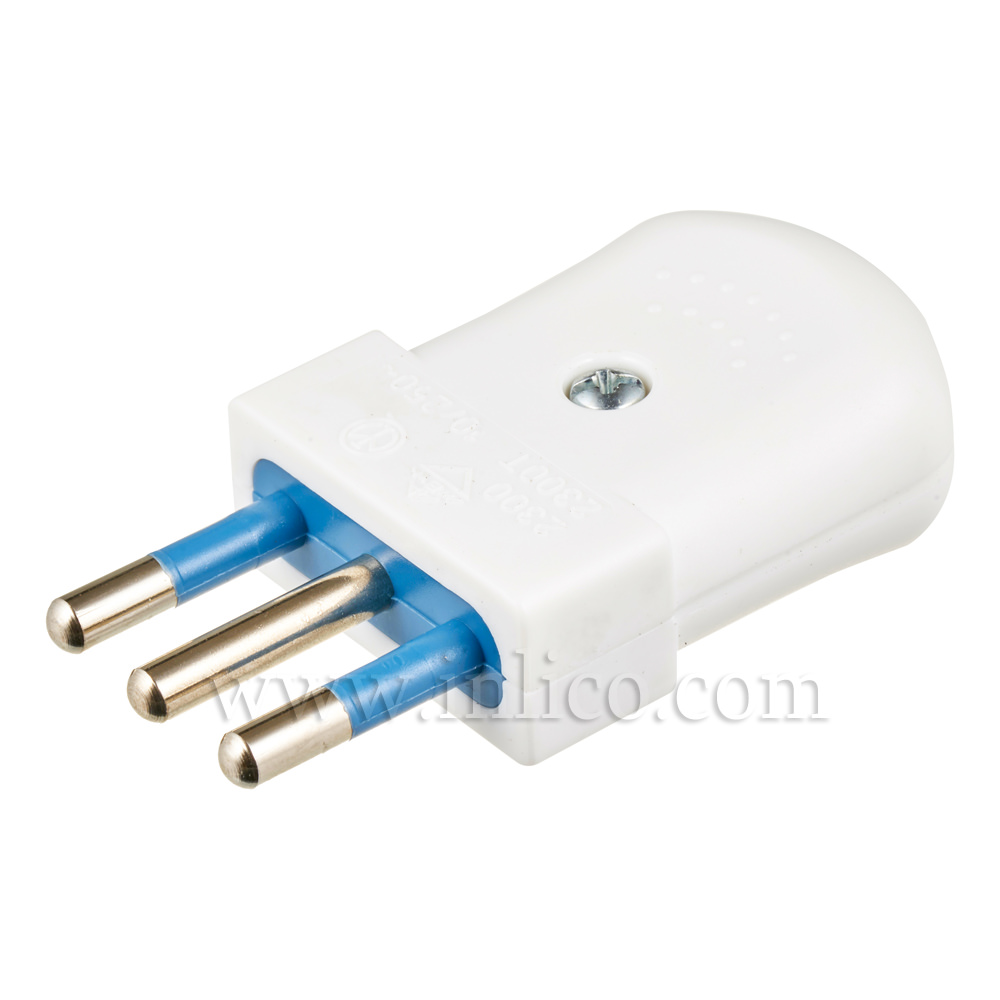 10AMP 3 PIN EARTHED ITALY PLUG WHITE
