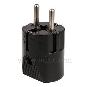 REWIRABLE SCHUKO PLUG BLACK 
CEE 7/4 AND CEE 7/7 (TYPE F AND TYPE E COMPATIBLE) 
TO STANDARD IEC60884-1:2002 VDE APPROVED MAX CURRENT 16 AMPS 