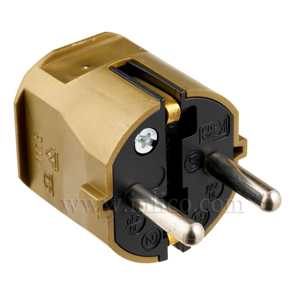 REWIRABLE SCHUKO PLUG TYPE F GOLD VDE APPROVED