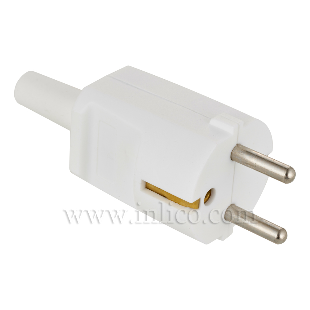 REWIRABLE SCHUKO PLUG WHITE 
CEE 7/4 AND CEE 7/7 (TYPE F AND TYPE E COMPATIBLE) 
TO STANDARD IEC60884-1:2002 VDE APPROVED MAX CURRENT 16 AMPS 