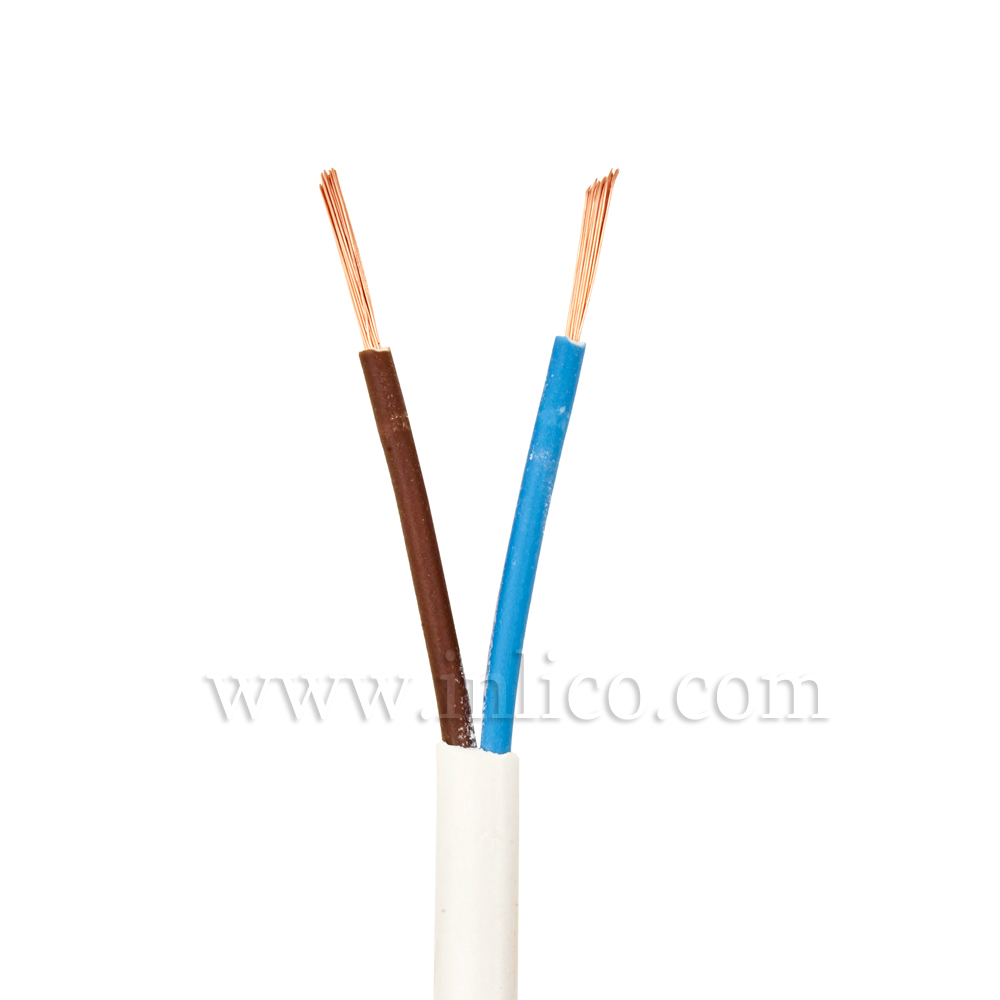 2 CORE X0.5MM WHITE FLAT CABLE HO3VVH2-F BS5025:2011 <HAR> HARMONISED