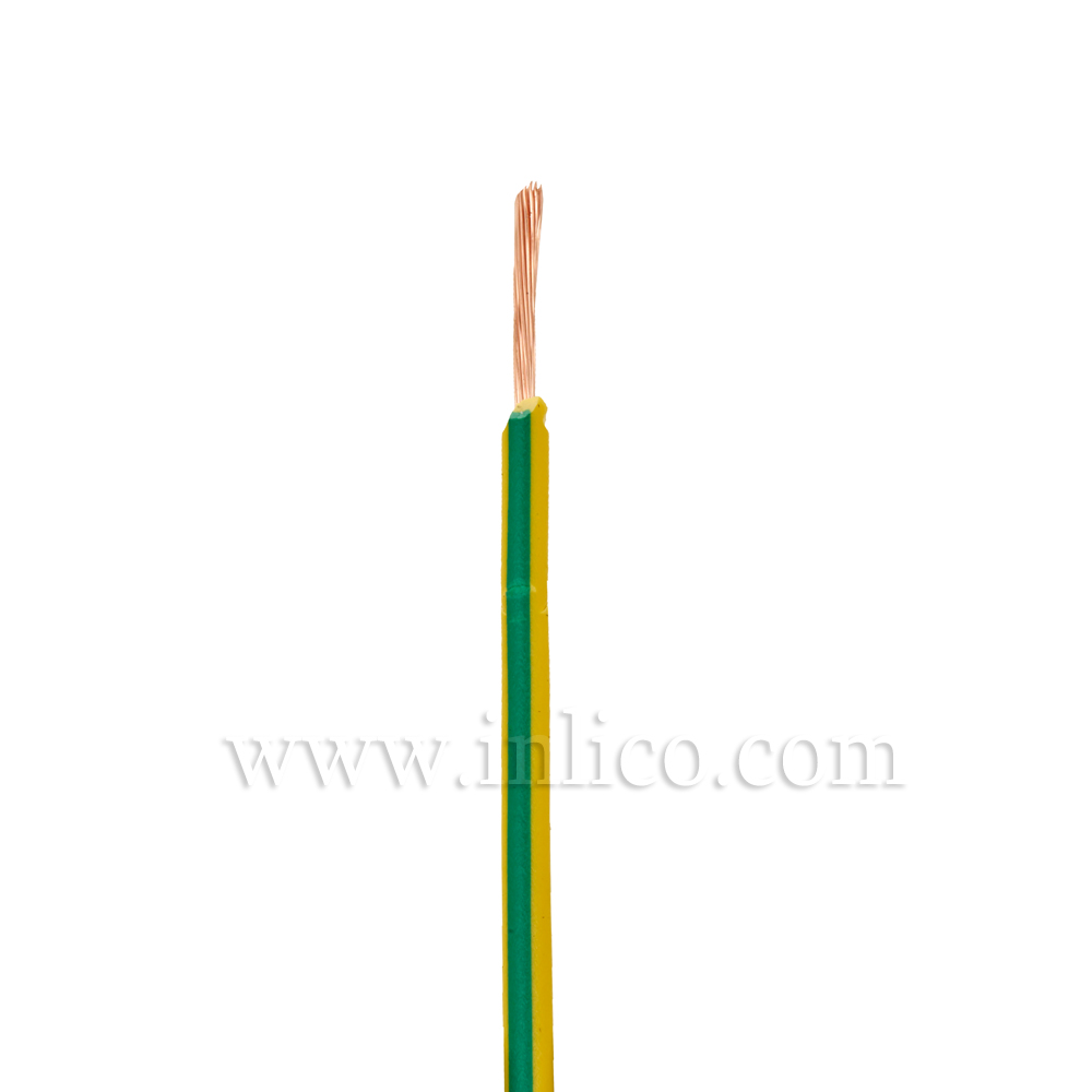 GREEN/YELLOW SINGLE CORE 0.75MM SQ CABLE HO5V-K BS5025:2011 HEAT RESISTANT TO 85 DEG C