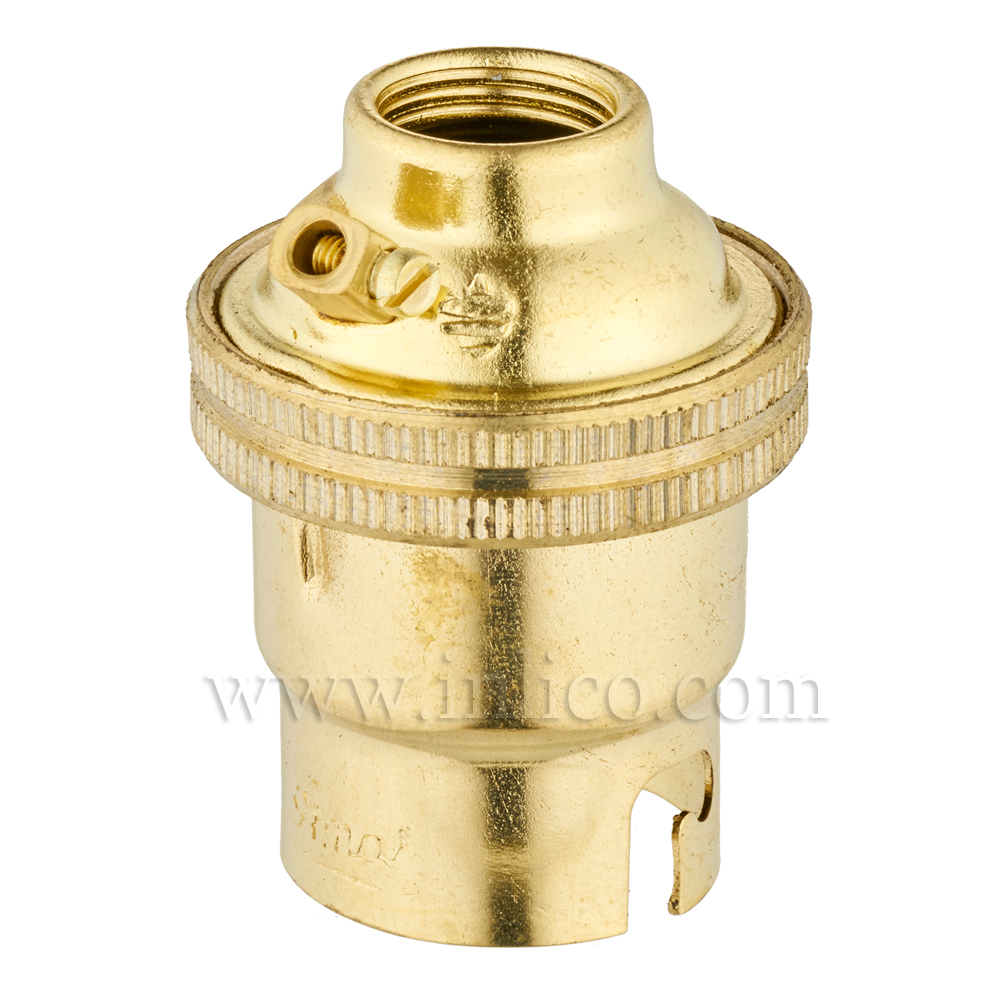 10MM B22 BRASS PLAIN SKIRT LAMPHOLDER UNSWITCHED SCREW TERMINALS EARTHED 