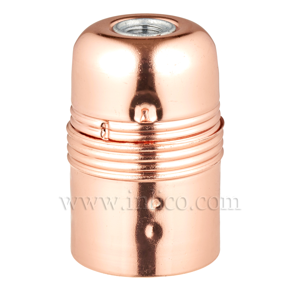 PLAIN SKIRT E27 METAL LAMPHOLDER BRIGHT COPPER FINISH WITH EARTHED CERAMIC INSERT
APPROVAL ENEC05 TO BS EN 60238:2018:2004