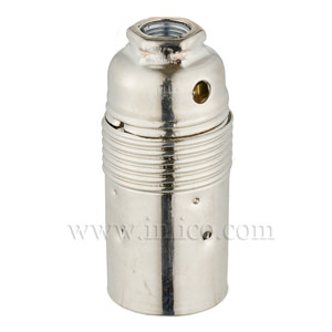 E14 METAL LAMPHOLDER NICKEL PLATED  WITH PLAIN SKIRT AND EARTHED DOME VDE APPROVED
APPROVAL ENEC05 TO BS EN 60238:2018:2004

