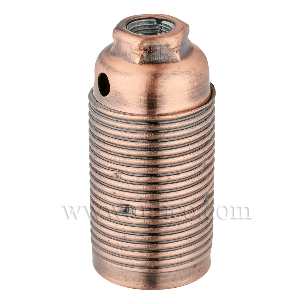 E14 METAL LAMPHOLDER ANTIQUE COPPER WITH THREADED SKIRT AND EARTHED DOME VDE APPROVED
APPROVAL ENEC05 TO BS EN 60238:2018:2004

