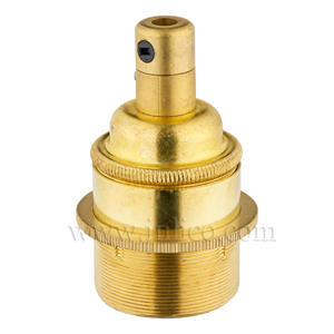 E27 BRASS LAMPHOLDER FULLY THREADED SKIRT M10 X 1 ENTRY WITH EARTH + 1 BRASS SHADE RING EN 60238:2004 + C11:2005 +A1:2008 + 5.706.A.BRASS SIDE LOCKING CORDGRIP (SEPARATE)