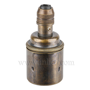 E27 BRASS OLD ENGLISH ANTIQUE LAMPHOLDER PLAIN SKIRT M10 X 1 ENTRY WITH EARTH EN 60238:2004 + C11:2005 +A1:2008 + OLD ENGLISH COMPRESSION CORDGRIP (SEPARATE)