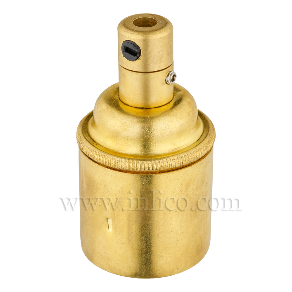 E27 BRASS LAMPHOLDER PLAIN SKIRT M10 X 1 ENTRY WITH EARTH EN 60238:2004 + C11:2005 +A1:2008 + 5.706.A.BRASS SIDE LOCKING CORD GRIP (SEPARATE)
