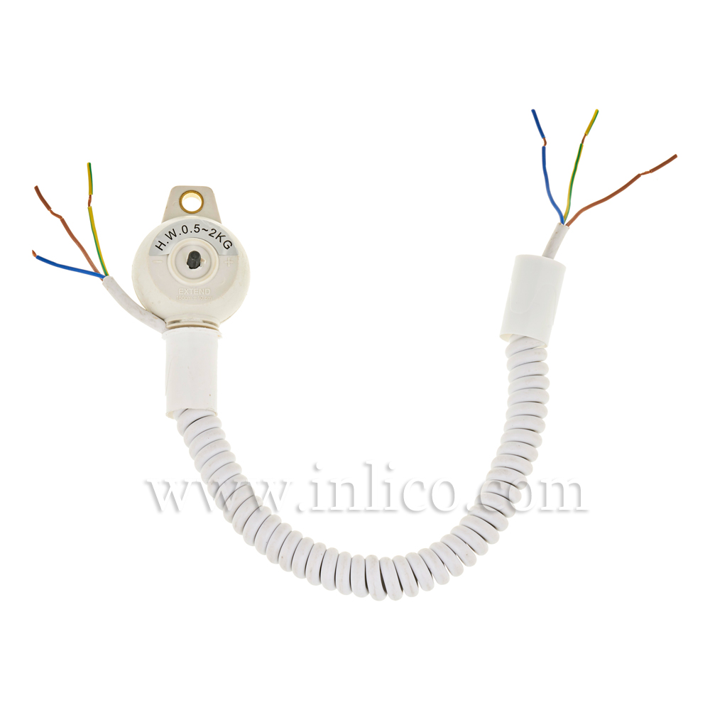 3 CORE RISE & FALL UNIT WHITE WITH CUP 2183Y x 0.75mm CABLE 
MIN LOADING 0.5KG  MAX 2KG