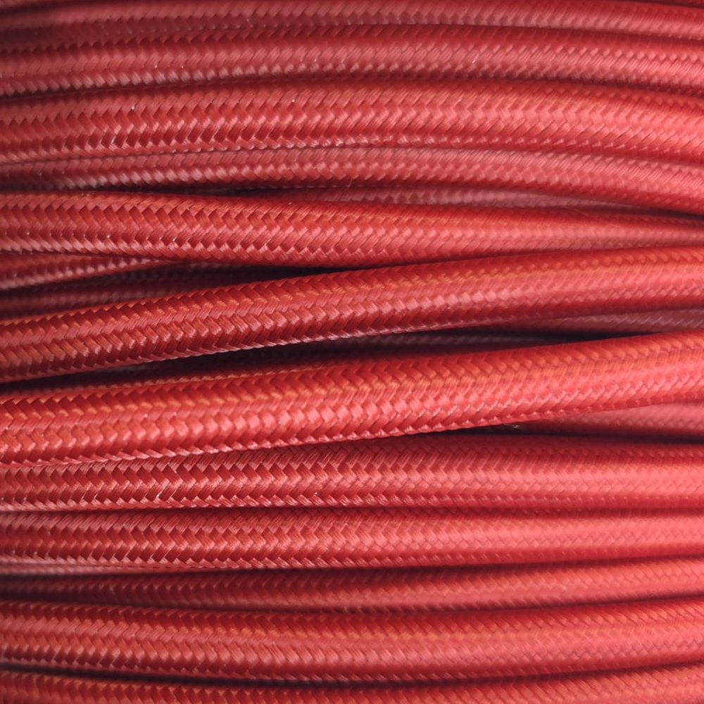 3x0.75MM FABRIC COVERED CABLE BURGUNDY 3 X 0.75MM ROUND PVC/PVC FLEXIBLE CABLE COVERED IN  SILK RAYON BRAIDED SLEEVE 
HO3VV-F BS5025:2011 (50MT REELS)