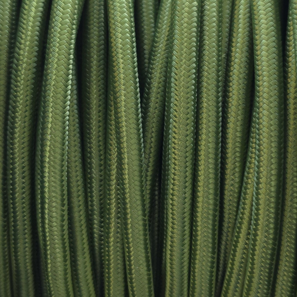 3x0.75MM FABRIC COVERED CABLE LIGHT GREEN 3 X 0.75MM ROUND PVC/PVC FLEXIBLE CABLE COVERED IN  SILK RAYON BRAIDED SLEEVE 
HO3VV-F BS5025:2011 (50m REEL)