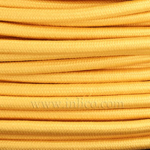 3x0.75MM FABRIC COVERED CABLE YELLOW 3 X 0.75MM ROUND PVC/PVC FLEXIBLE CABLE COVERED IN YELLOW FABRIC BRAIDED SLEEVE
 HO3VV-F BS5025:2011