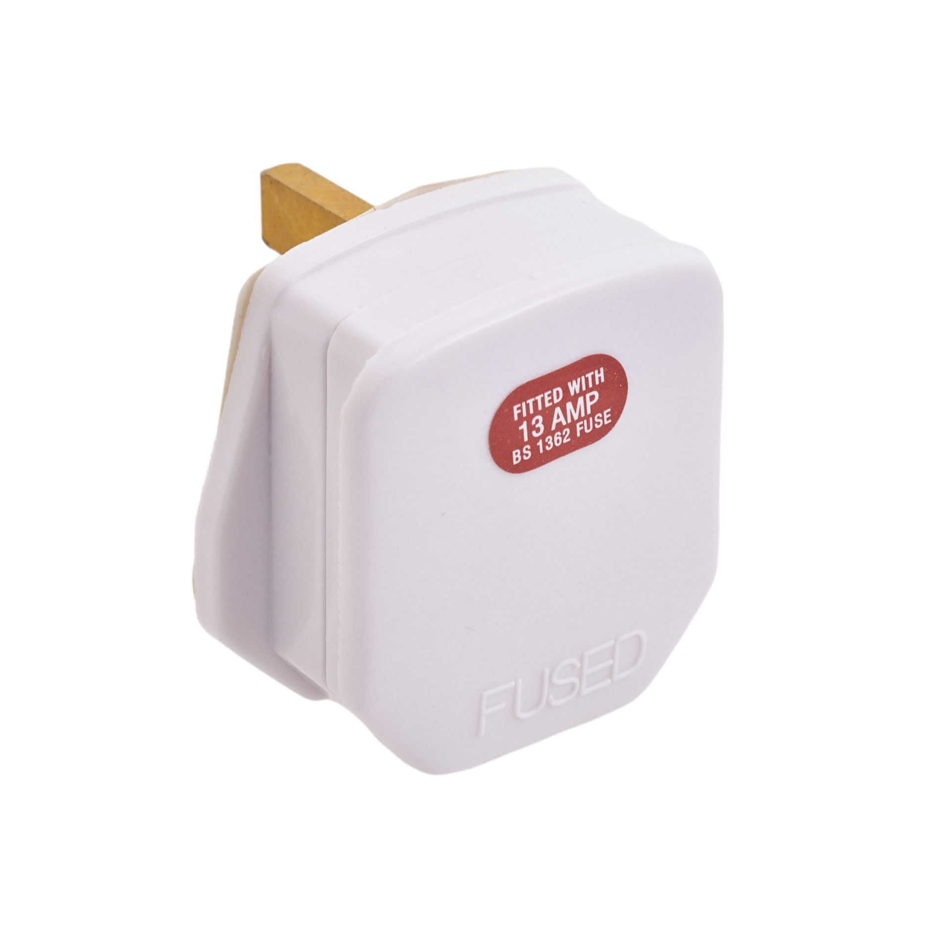 WHITE 13A PLUGTOP WITH 13A FUSE AND QUICK FIT CABLE RESRAINT TO BS 1363-1:2006+A1:2018 ASTA APROVED