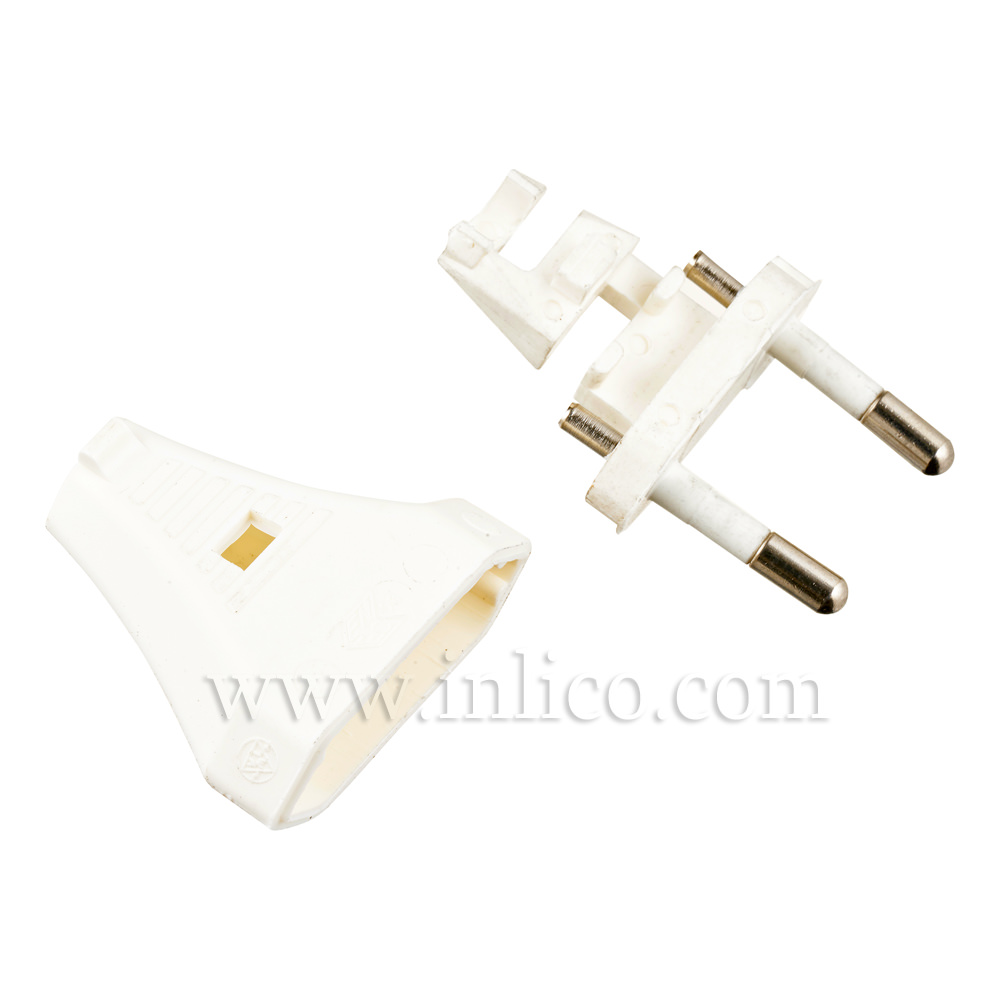 2 AMP EURO PLUG WHITE FOR FLAT/OVAL FLEX WITH SLIDE FIT BODY
CEE 7/16 EN50075