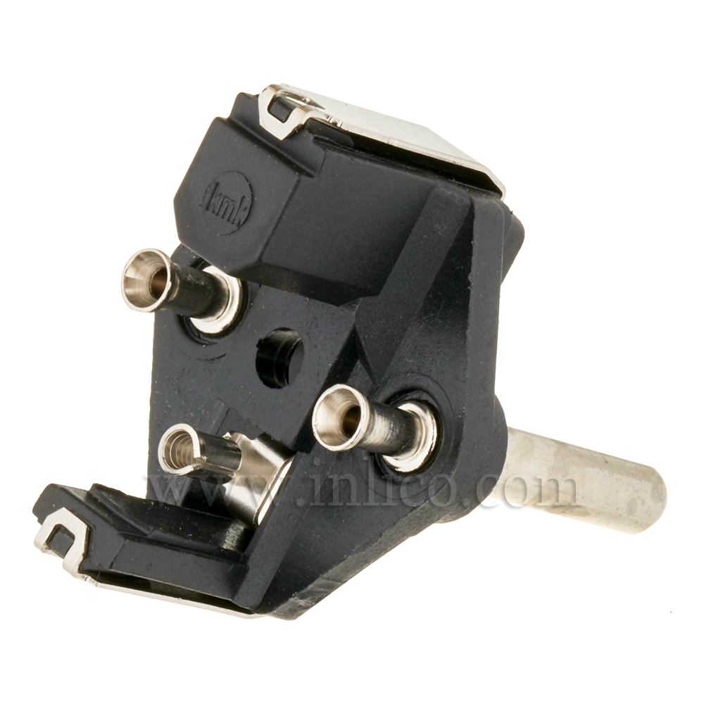 EARTHED SCHUKO PLUG INSERT WITH CRIMP TERMINALS.MAX CURRENT 16 AMPS
CEE 7/4 AND CEE 7/7 (TYPE F AND TYPE E COMPATIBLE) 
TO STANDARD IEC60884-1:2002