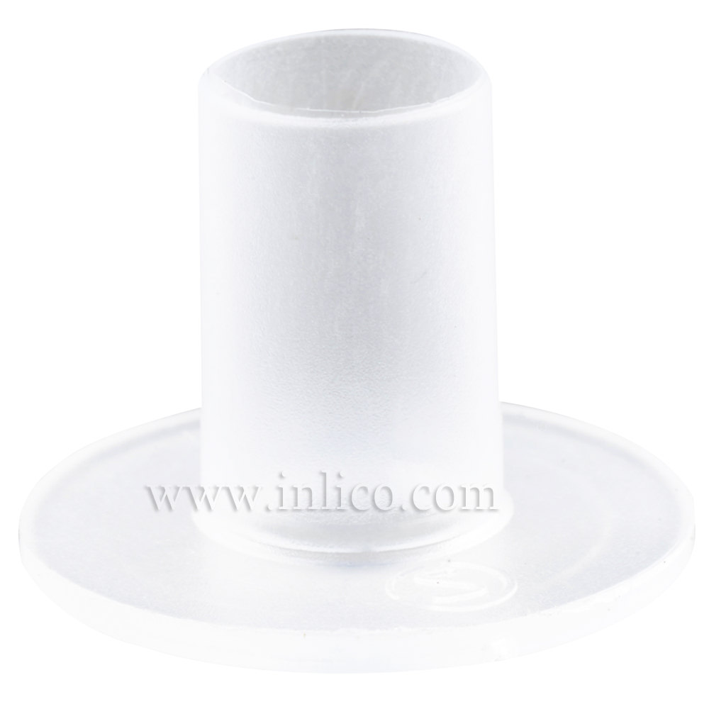 CABLE ISOLATOR FOR E14/B15 LAMPHOLDER 16MM OD X 12MM LONG SHANK HEAT RESISTING NYLON CLEAR