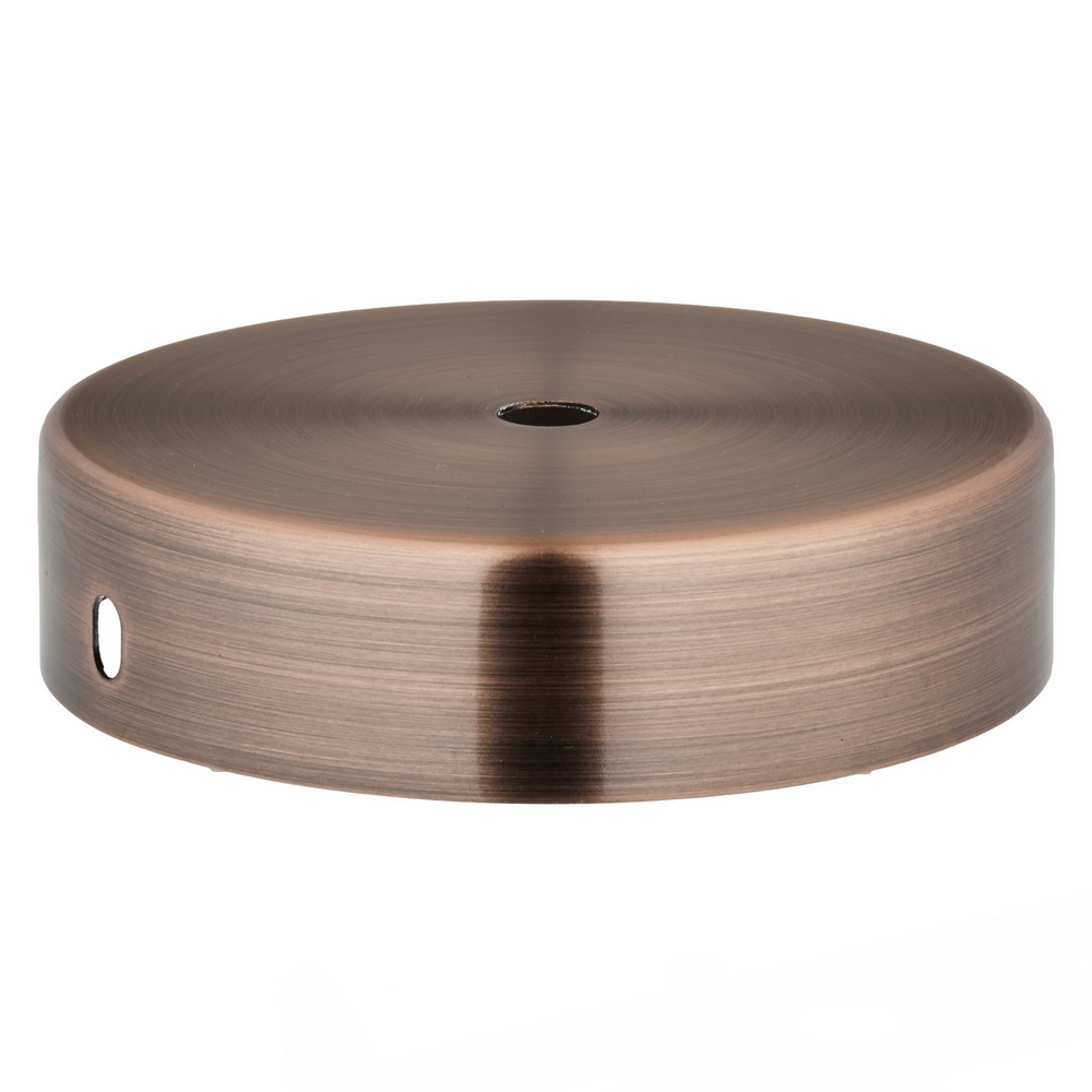 ANTIQUE COPPER FINISH STEEL CEILING CUP 100MM DIA X 25MM 10.5MM CENTRE HOLE & M4 SIDE HOLES FOR FIXING BRACKET