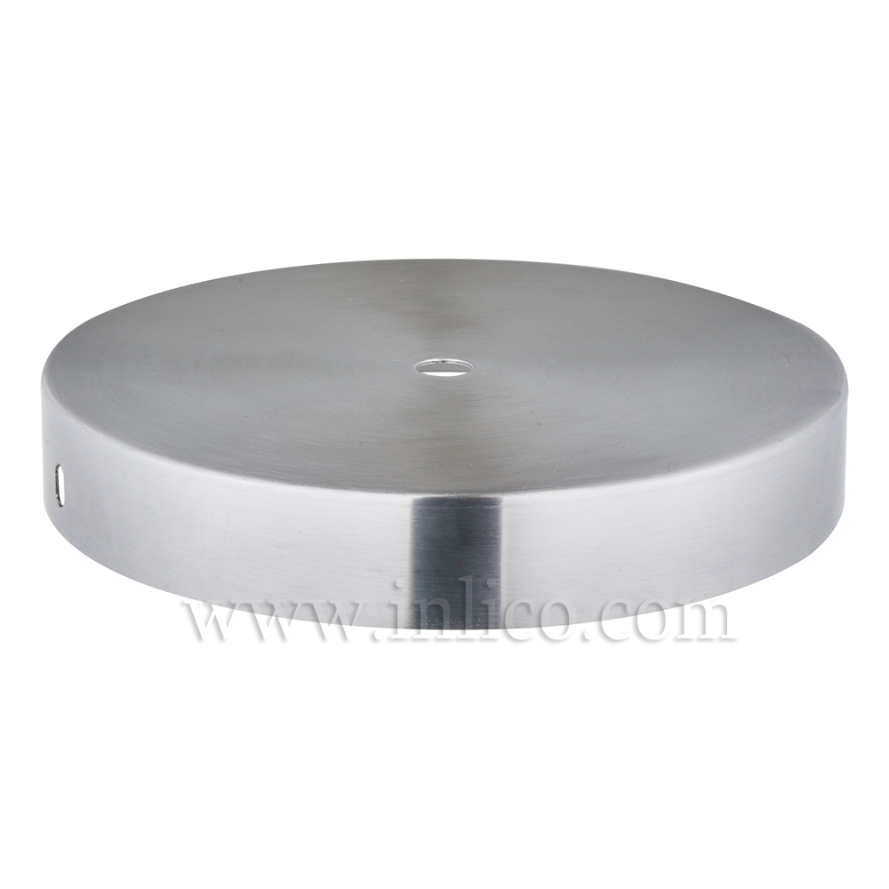 RAW STEEL CEILING CUP 150MM DIA. X 25MM 10.5MM CENTRE HOLE & M4 SIDE HOLES FOR FIXING BRACKET