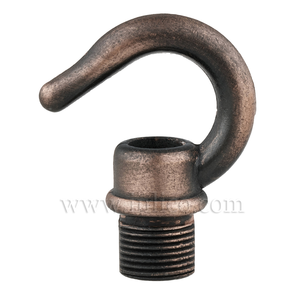13MM ANTIQUE COPPER FINISH HOOK MALE ENTRY