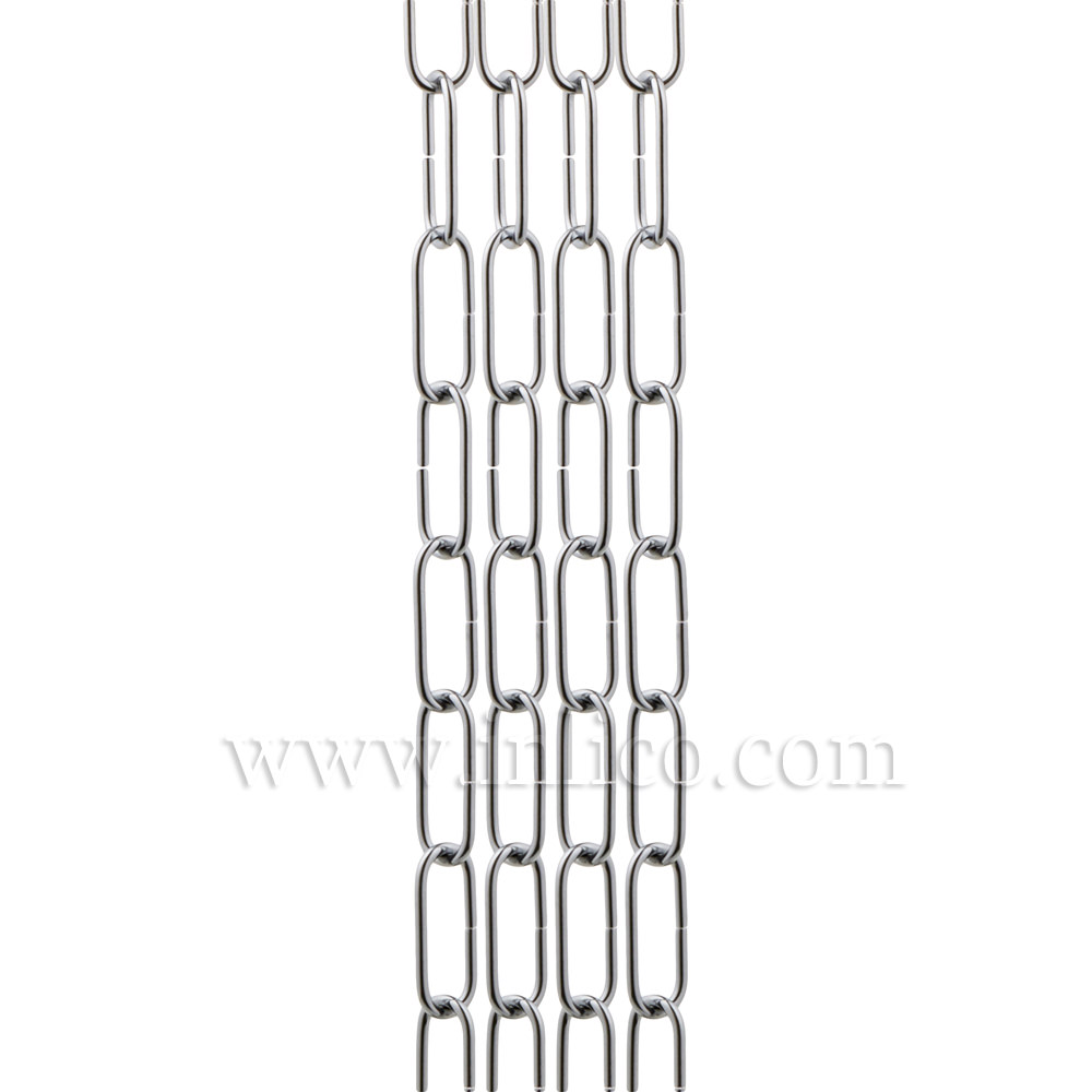 CHROME PLATED SUSPENSION CHAIN 2.7mm WIRE GAUGE 34mm x 10mm LINK (Internal) - supplied in 78cm lengths