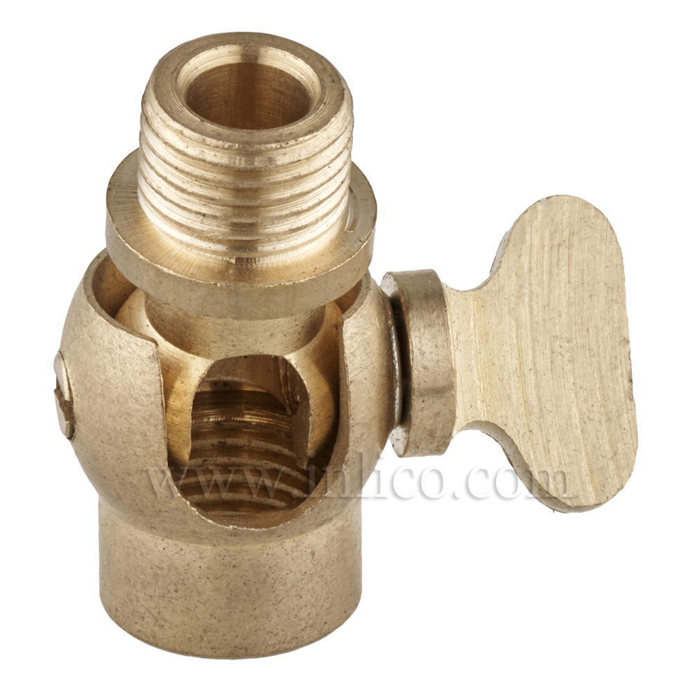 10MM M-F GAS TAP KNUCKLE RAW BRASS WITH LOCKING THUMBSCREW 27X16MM FOR 3 CORE CABLE