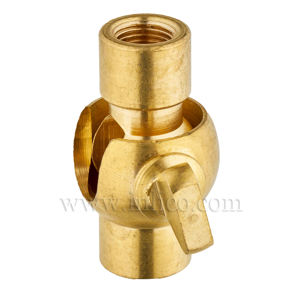 10MM F-F GAS TAP KNUCKLE 38X19MM RAW BRASS FOR 3 CORE CABLE

