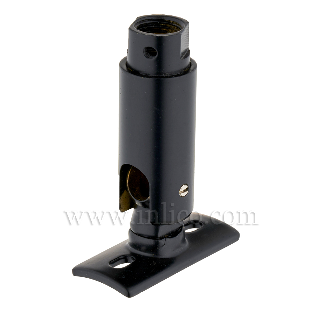10MM FEMALE SWIVEL/KNUCKLE JOINT WITH FIXING PLATE - BLACK POWDER COATED. BENDS TOWARDS SHORT SIDE OF PLATE (E070/D)