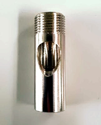 POWER FEED BARREL NICKEL PLATED BRASS M-F MALE M13X1 FEMALE M10X1 OAL 44.5MM DIA 13MM