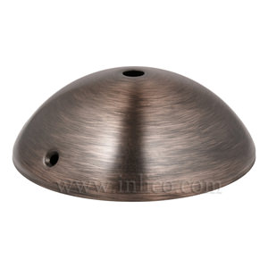 ANTIQUE COPPER FINISH STEEL CEILING CUP HALF ROUND 120mm x 40mm WITH 10.5mm CENTRE HOLE AND M4 SIDE HOLES FOR FIXING BRACKET