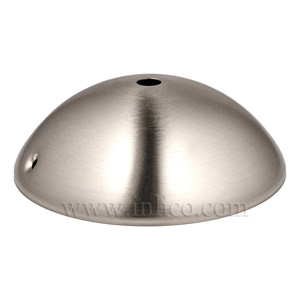 BRUSHED NICKEL FINISH STEEL CEILING CUP HALF ROUND 120mm x 40mm WITH 10.5mm CENTRE HOLE AND M4 SIDE HOLES FOR FIXING BRACKET
