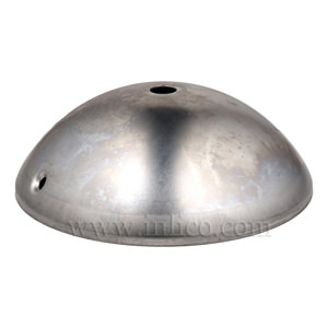 RAW STEEL HALF ROUND CEILING CUP 120mm x 40mm WITH10.5mm CENTRE HOLE AND M4 SIDE HOLES FOR FIXING BRACKET