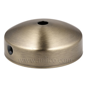 ANTIQUE FINISH  STEEL DOMED CEILING CUP 80mm X 31mm WITH 10.5mm CENTRE HOLE AND M4 SIDE HOLES FOR FIXING BRACKET