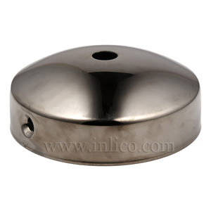 BLACK NICKEL PLATED STEEL DOMED CEILING CUP 80mm X 31mm WITH 10.5mm CENTRE HOLE AND M4 SIDE HOLES FOR FIXING BRACKET