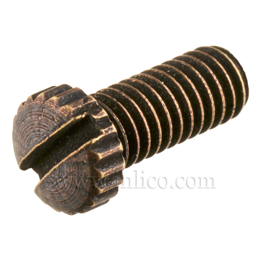 BRASS SCREW ANTIQUE COPPER FINISH KNURLED HEAD M4 X 10mm FOR 6.1008 CEILING CUPS