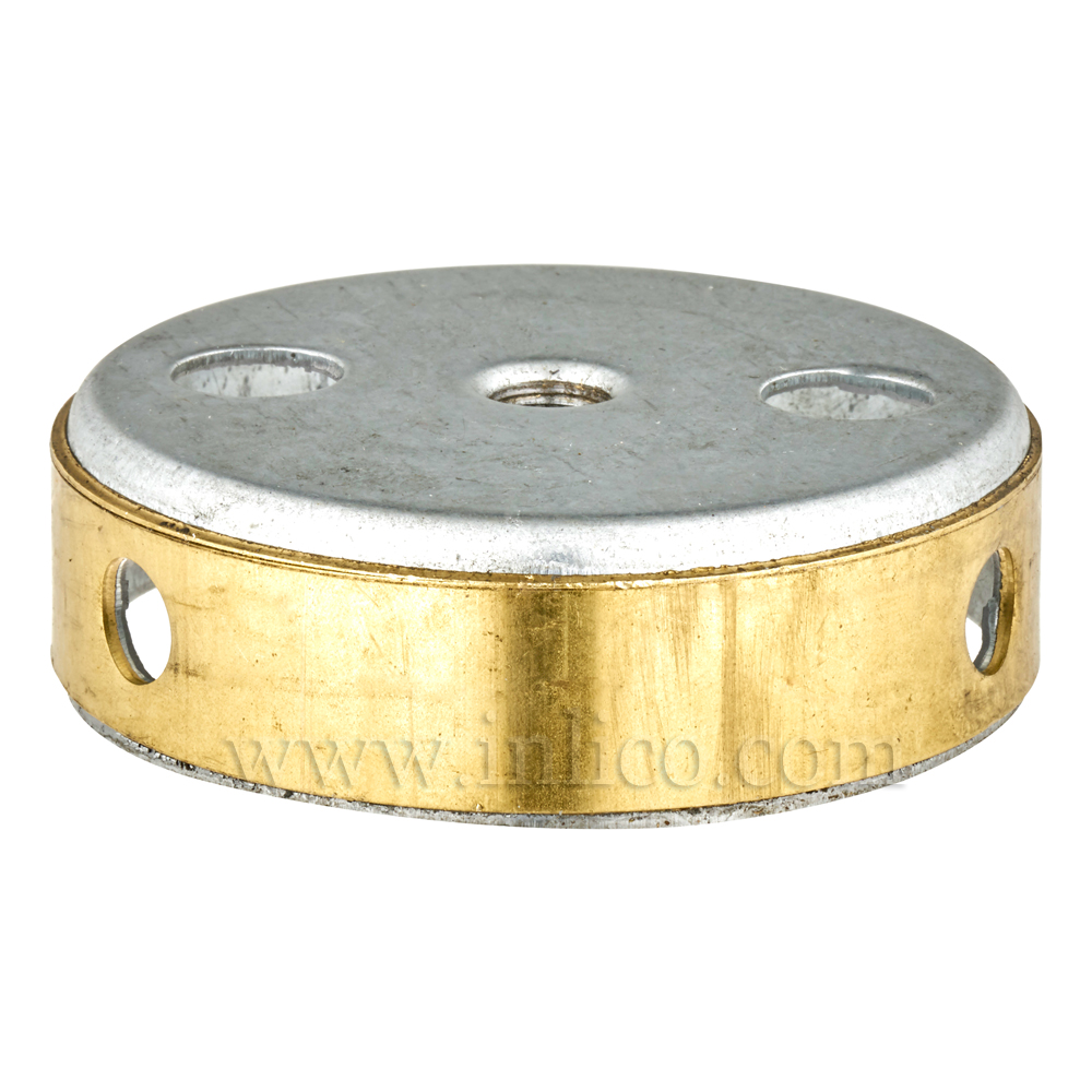 80MM RAW STEEL/BRASS RING C/BODY 3 SIDE HOLES 2 TOP PLUS 10.5MM CENTRE HOLE