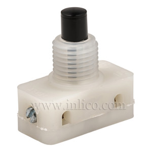 PRESS SWITCH WITH BLACK BUTTON AND 8MM THREAD LENGTH SCREW TERMINALS STANDARD EN61058