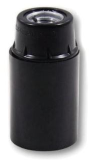 E12 BLACK BAKELITE LAMPHOLDER THREE PART WITH E12 INSERT PLAIN SKIRT AND METAL THREADED ENTRY DOME.   UL APPROVED FILE NUMBER E304097 (25 in box)