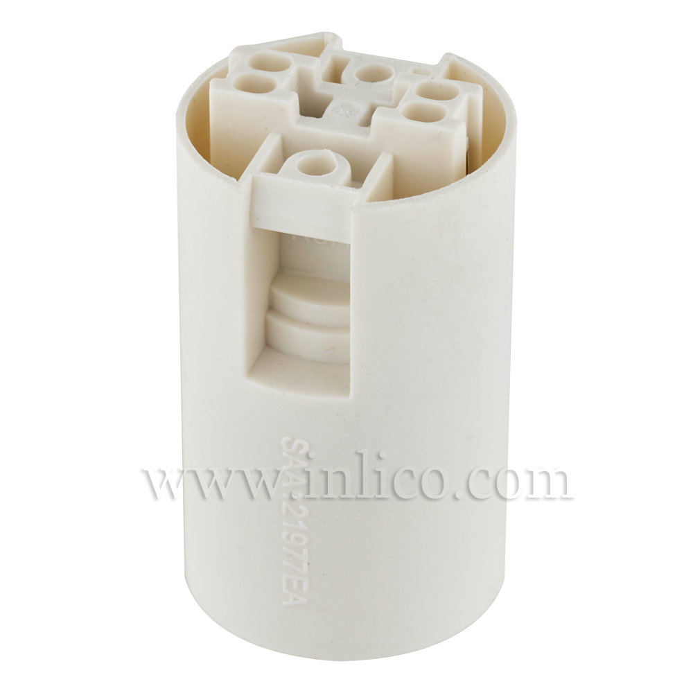 E14 PLAIN SKIRT T210 WHITE LAMPHOLDER WITH PUSH FIT TERMINALS 
THERMOPLASTIC 
APPROVAL ENEC05 TO BS EN 60238:2018:2004