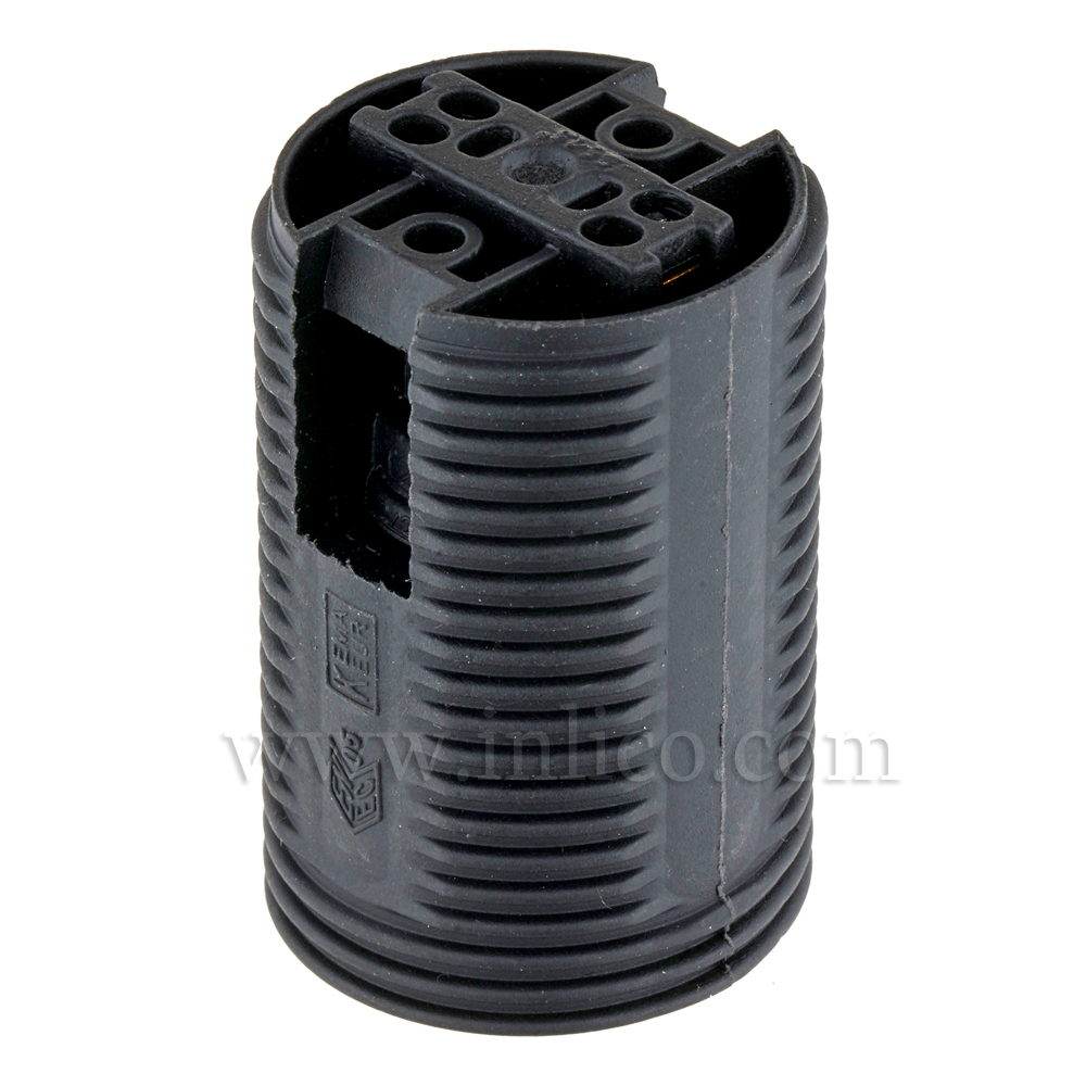 E14 FULLY THREADED SKIRT T210 BLACK LAMPHOLDER WITH PUSH FIT TERMINALS
THERMOPLASTIC 
APPROVAL ENEC05 TO BS EN 60238:2018:2004