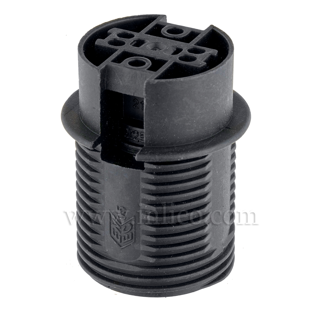 E14 HALF THREADED SKIRT T210 BLACK LAMPHOLDER WITH PUSH FIT TERMINALS
THERMOPLASTIC 
APPROVAL ENEC05 TO BS EN 60238:2018:2004