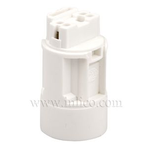 E14 CANDLE LAMPHOLDER WHITE WITH PUSH FIT TERMINALS 23.5MM DIA. X 41.5MM