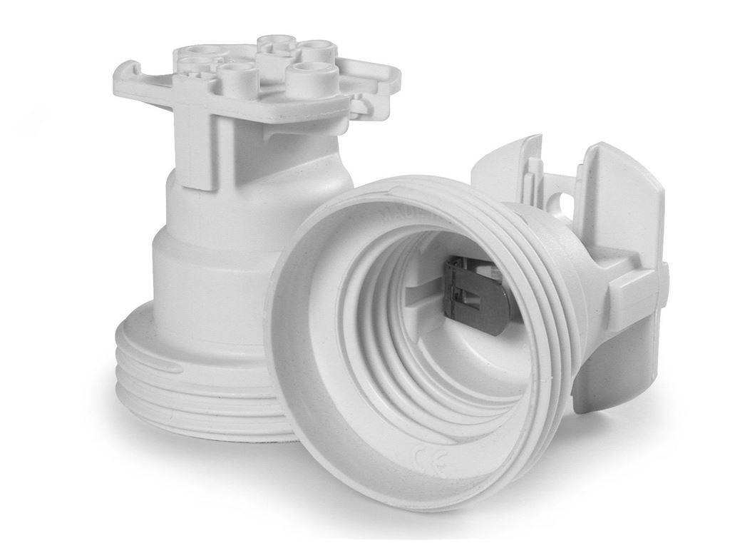 E27 SKELETON LAMPHOLDER WHITE WITH PUSHFIT TERMINALS 210 DEG HR. DOME NOT NEEDED