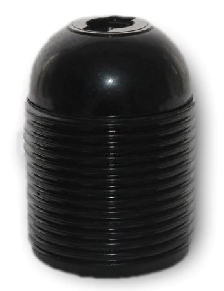 E26 BLACK BAKELITE LAMPHOLDER THREE PART WITH E26 INSERT FULLY THREADED SKIRT AND PLASTIC THREADED ENTRY DOME  UL APPROVED FILE NUMBER E255576 (25 in box)