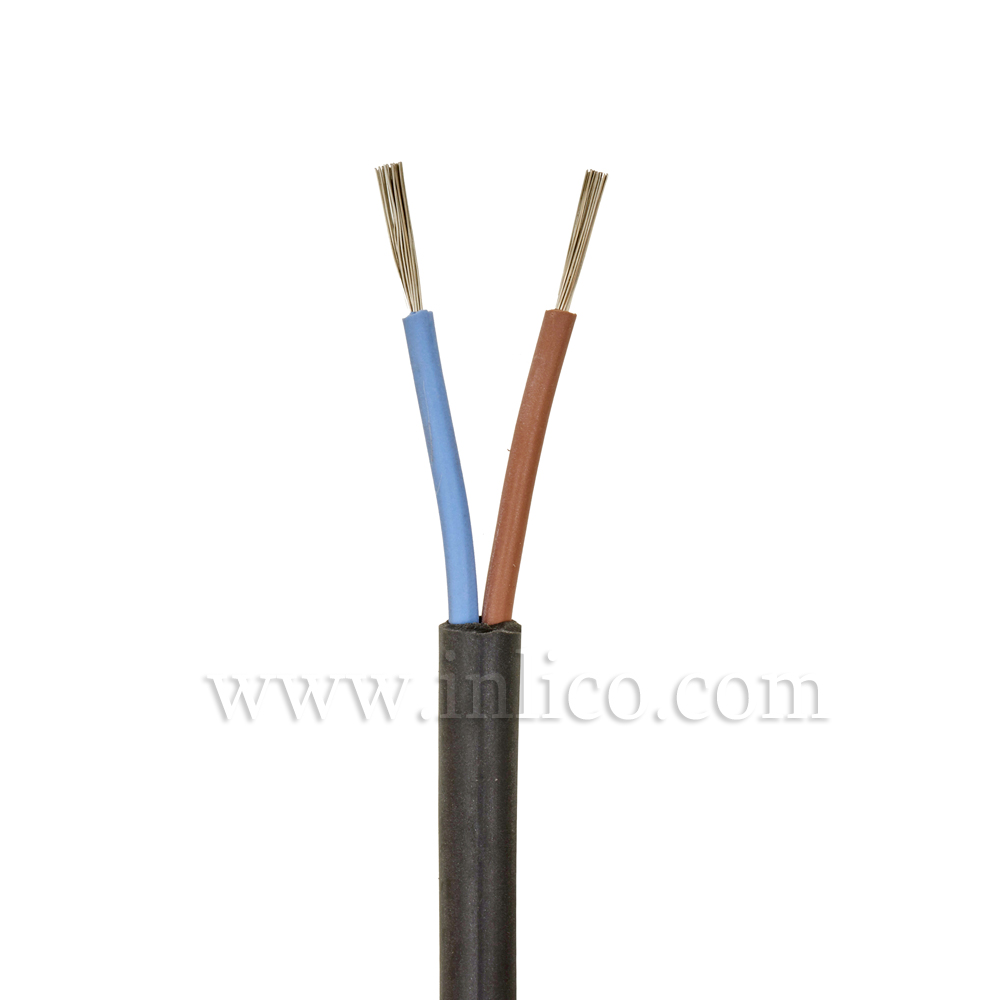 2 CORE x.75 ROUND SILICON BLACK CABLE SIHF -40 DEG TO 180 DEG C SILICON INSULATED MANUFACTURED TO SIAF STANDARD BS EN 60228:2005